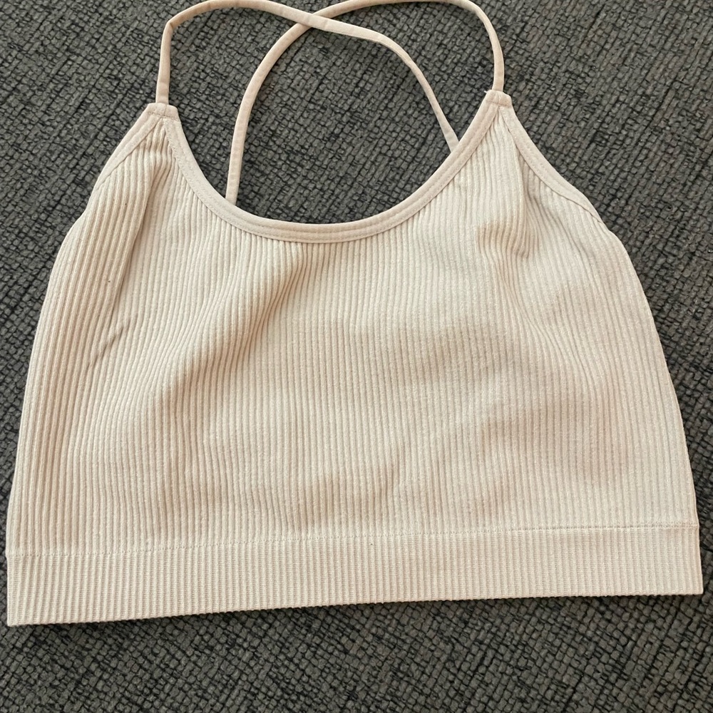 Colsie Cream Ribbed Top